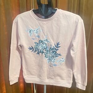 Primark Pink Floral Sweatshirt with Blue Print